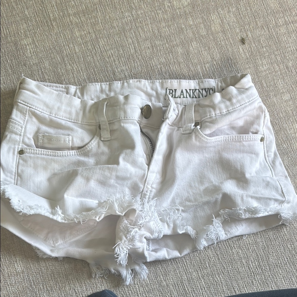 Blank NYC Women's Crisp White Distressed Jean Shorts
